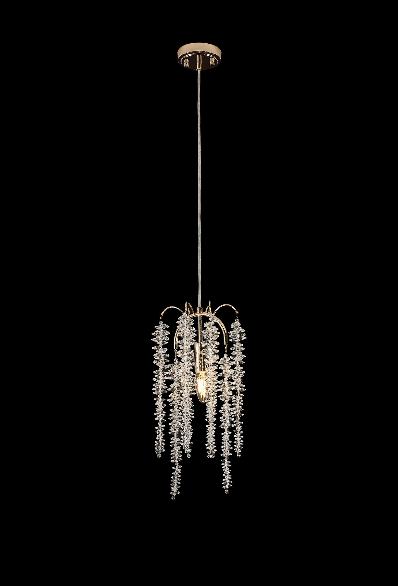 Wisteria French Gold Crystal Ceiling Lights Diyas Single Crystal Pendants